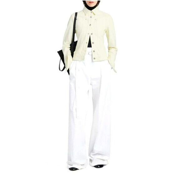 Proenza Schouler Women's White Label Denim Jacket Size 10 Cream Off White - Picture 1 of 12